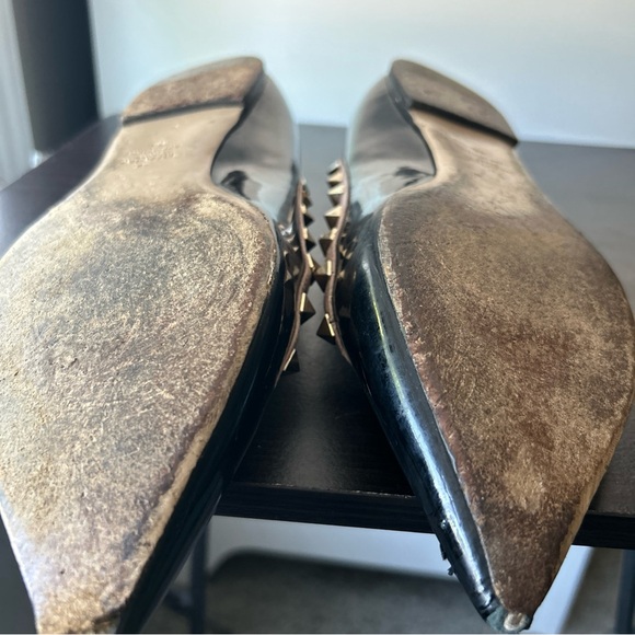 Valentino EU 42 Rockstud Ballerina Flat Pointed Toe Patent Leather Black - Picture 4 of 9